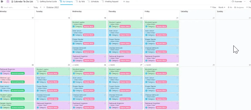 Atur tugas dan jam kerja secara efektif menggunakan Templat Daftar Agenda Kalender ClickUp