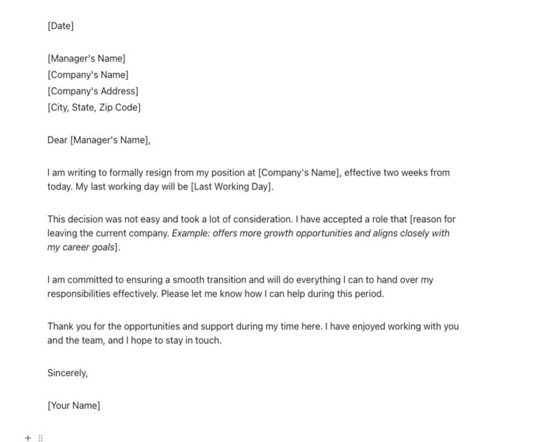 Clickup Two Weeks Notice Letter