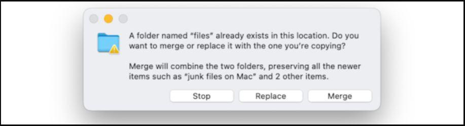 Confirm if there are files with the same name by finding a “2” added to the filename