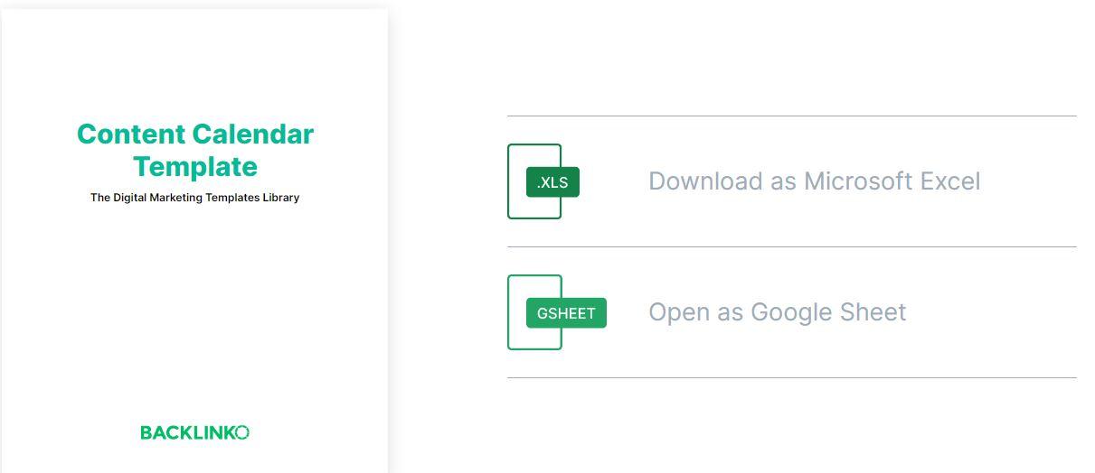 Plantilla de Calendario de Contenido por Backlinko