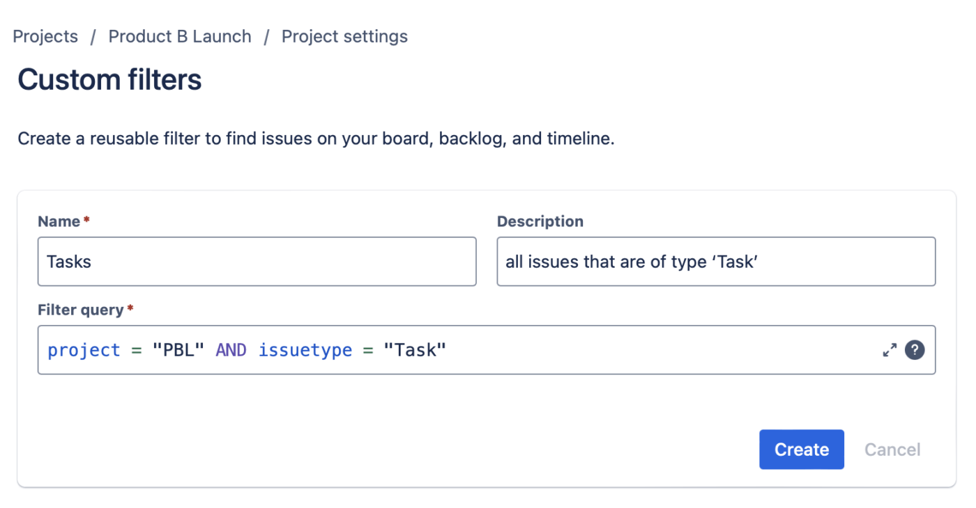 Custom filters in JIRA