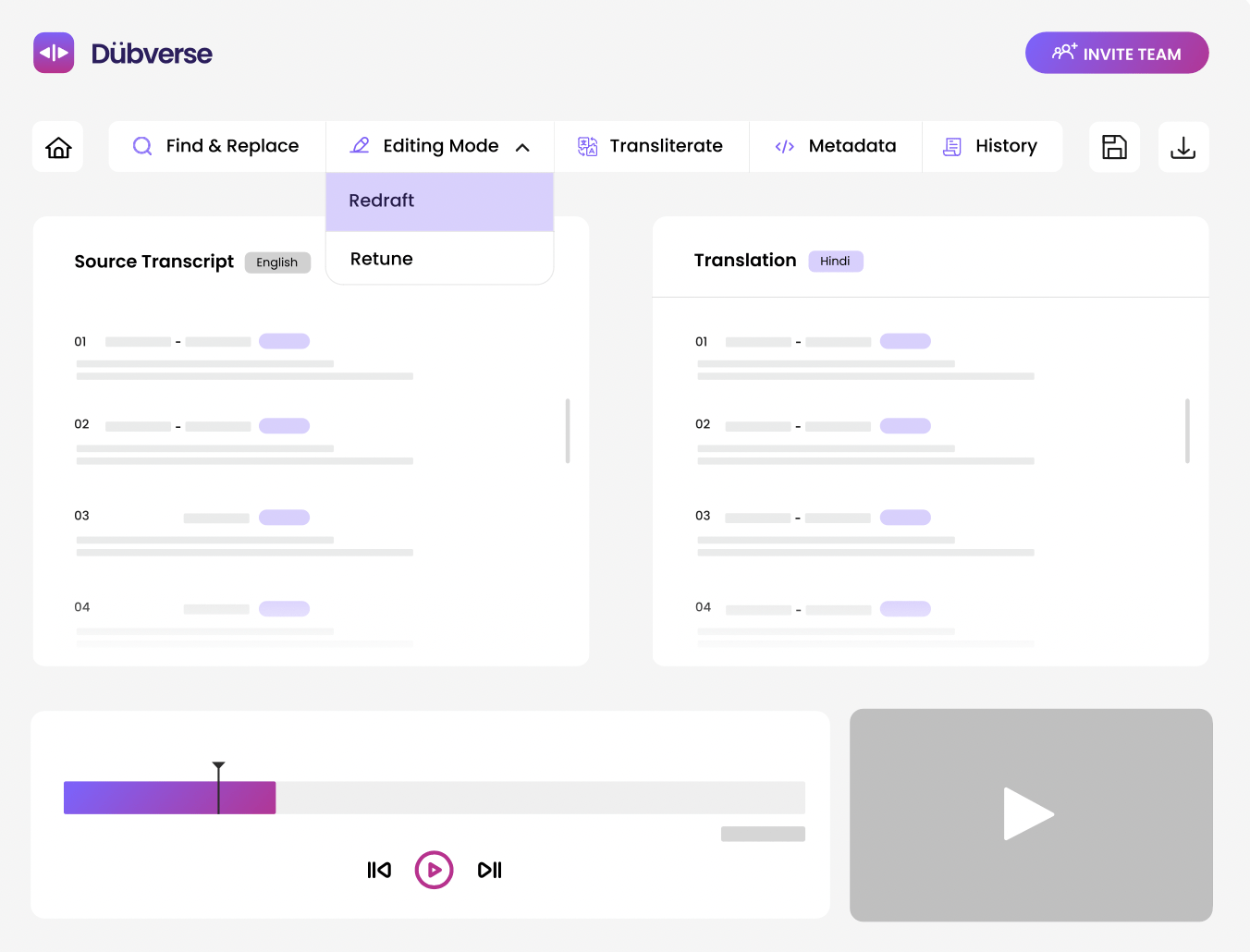 Dubverse Dashboard: Rask AI Alternative