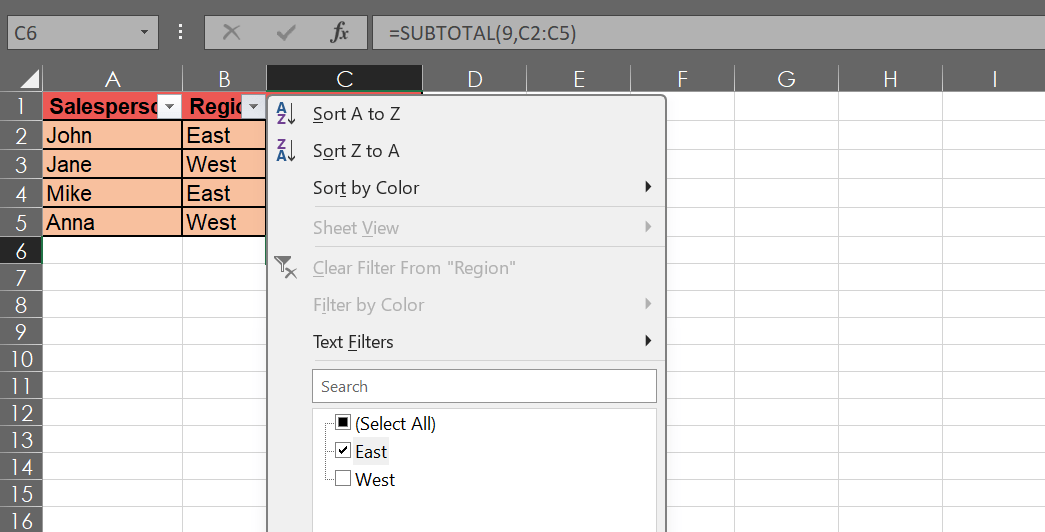 Add specific criteria to sort your data : How to Sum a Column in Excel