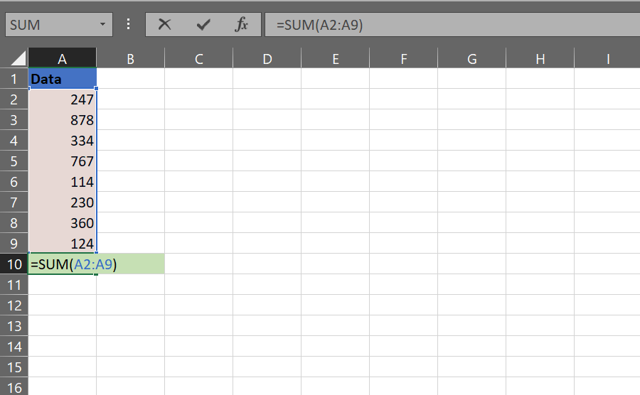 Type in the formula for the sum : How to Sum a Column in Excel