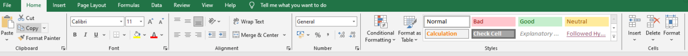 Formatação de células: folha de consulta do Excel