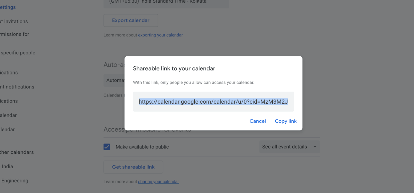 Get the Public URL for your Google Calendar
how to embed google calendar in notion