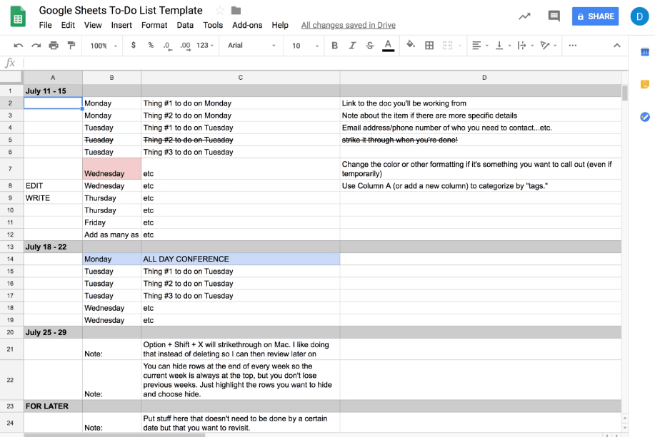 Google Sheets To-Do List Template by Zapier