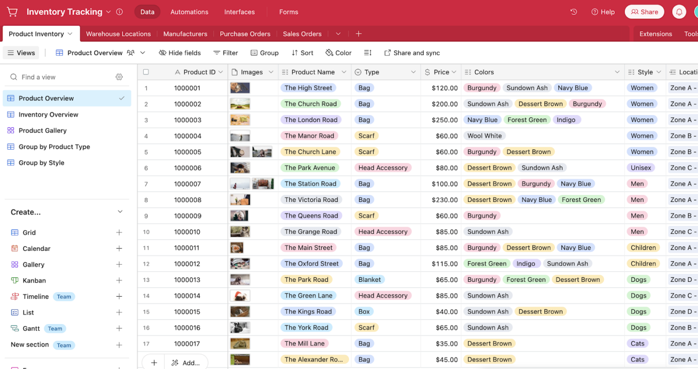 Inventory Tracking Airtable Template