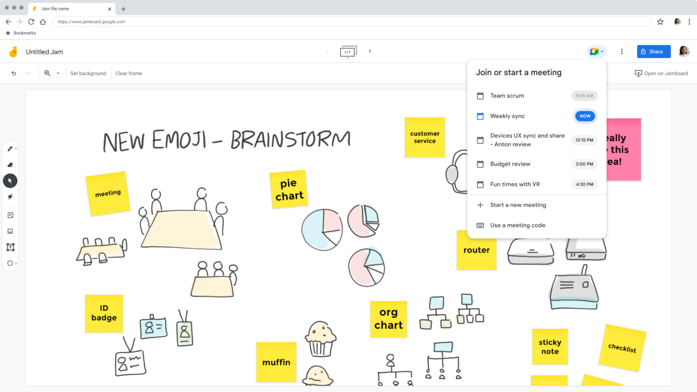 Google Jamboard is a straightforward tool that integrates with Google Workspace.