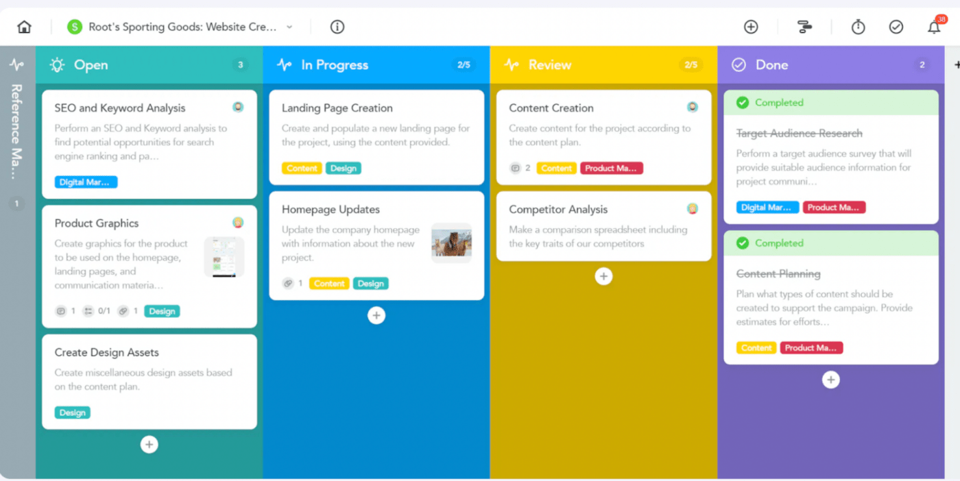 Quadros Kanban no MeisterTask