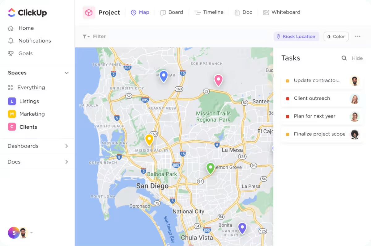 ClickUp map view