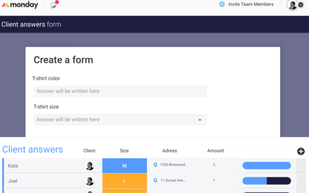 Monday CRM Sales Lead Form