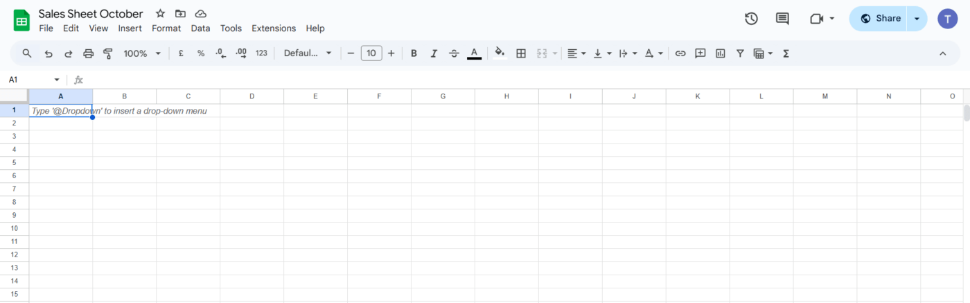 Create Google sheets pivot table: Open Google Sheets