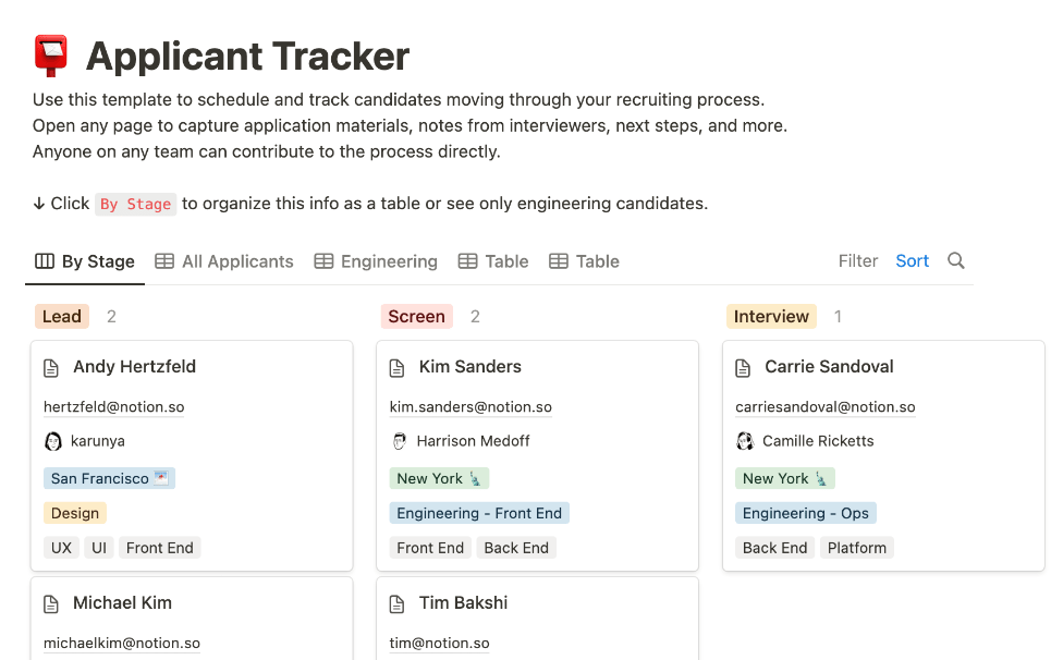 Notion Applicant Tracker Template  