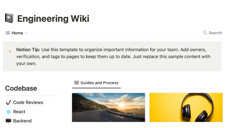 Notion Engineering Wiki Template