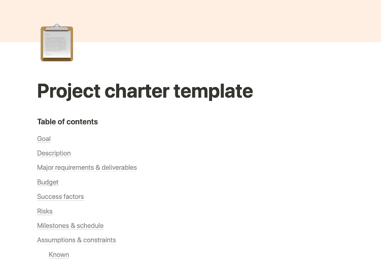 Notion Project Charter Template