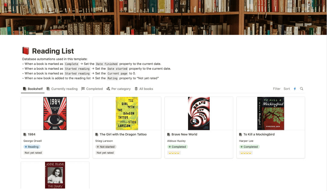 Notion Reading List Template