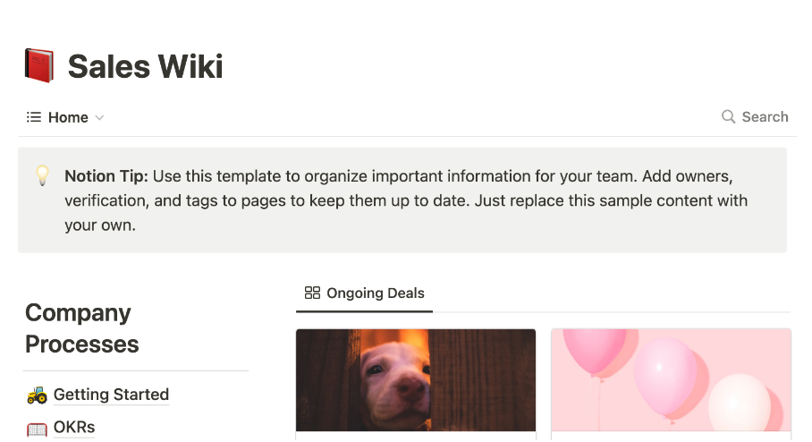 Notion Sales Wiki Template