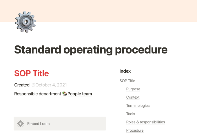 Notion Standard Operating Procedure Template