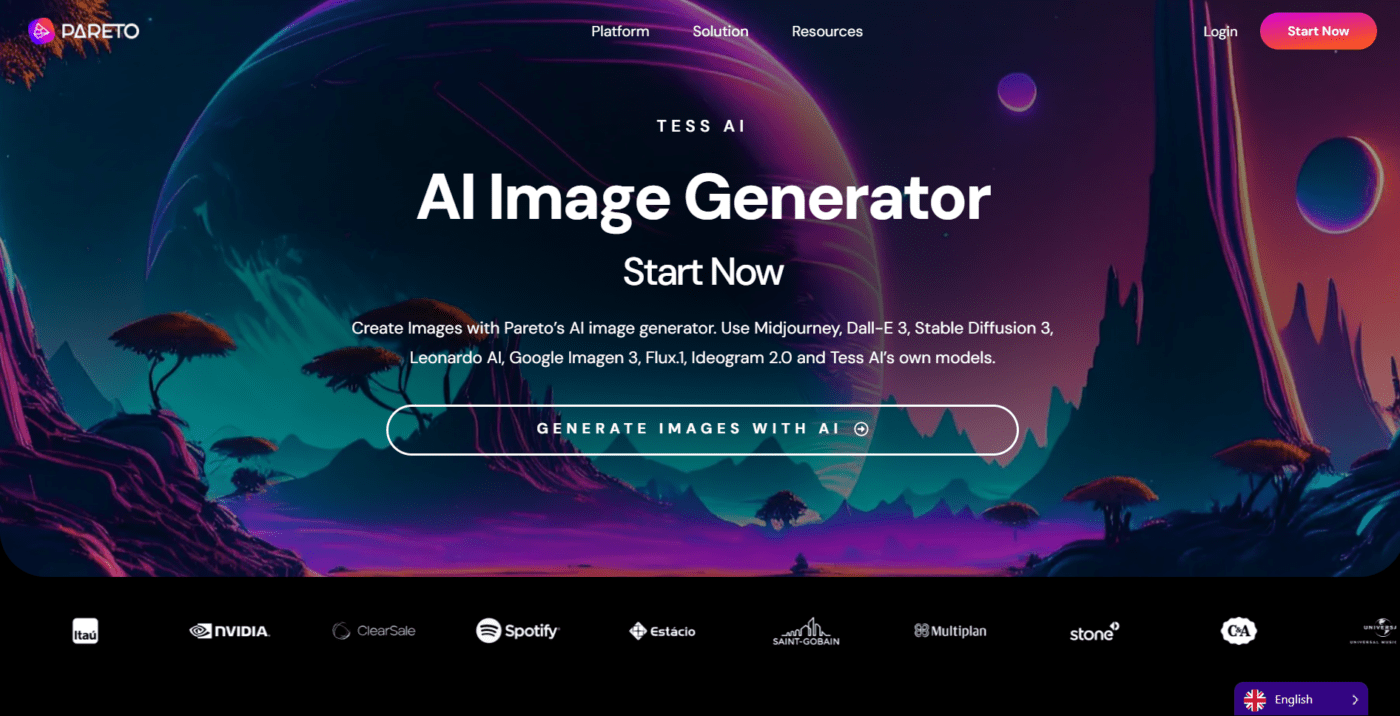 Pareto (Tess IA) è una piattaforma all'avanguardia che offre funzioni testo-immagine un'alternativa ai leonardo.