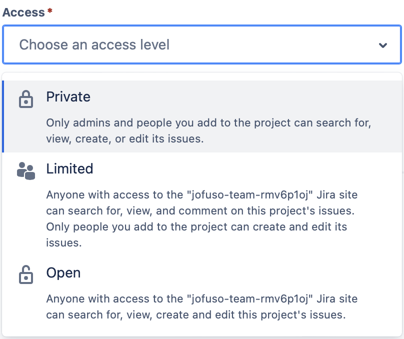 Project access settings in JIRA