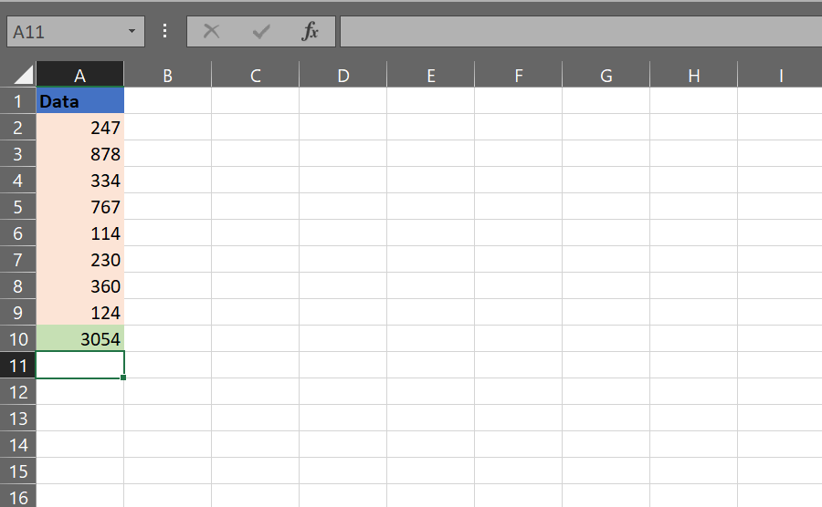 Druk op enter om het antwoord te krijgen : Hoe een kolom optellen in Excel