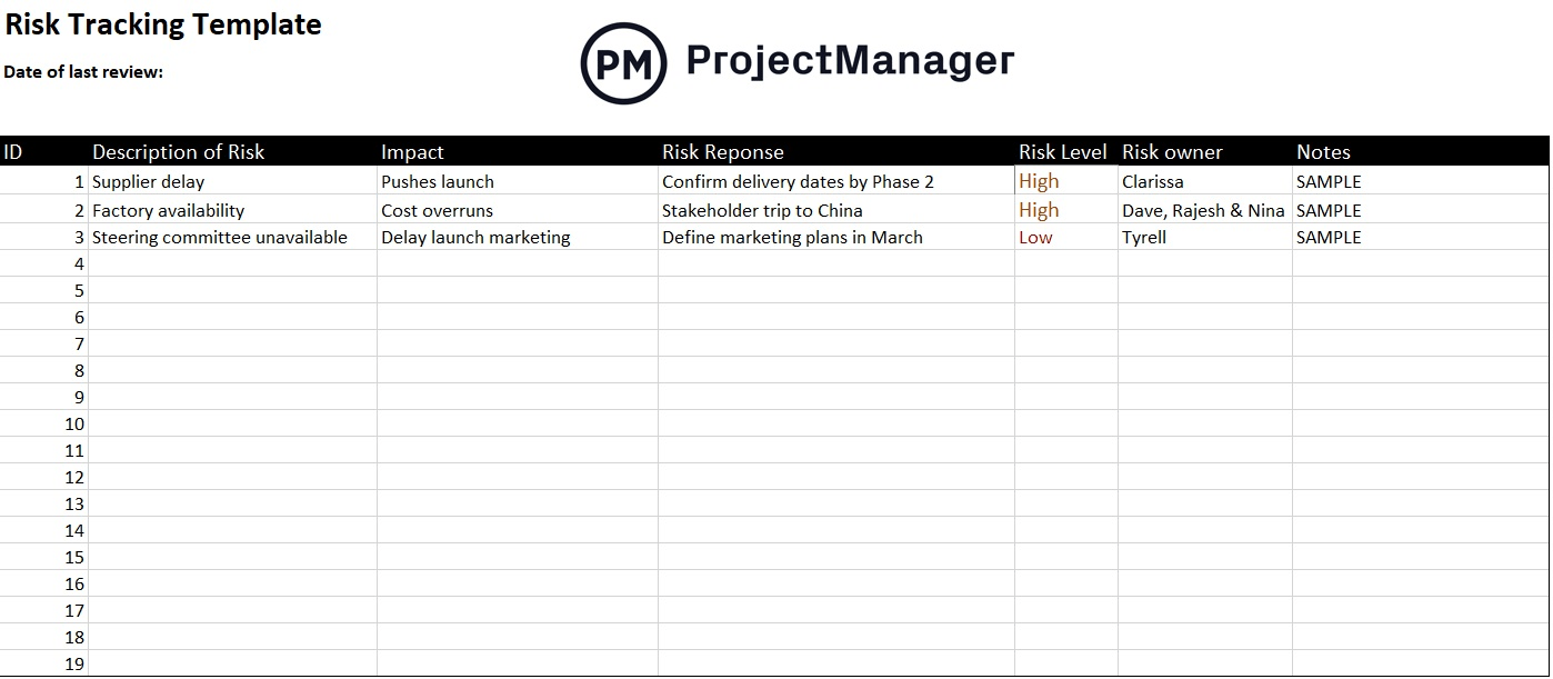 Risk Register Template by ProjectManager : risk assessment template excel