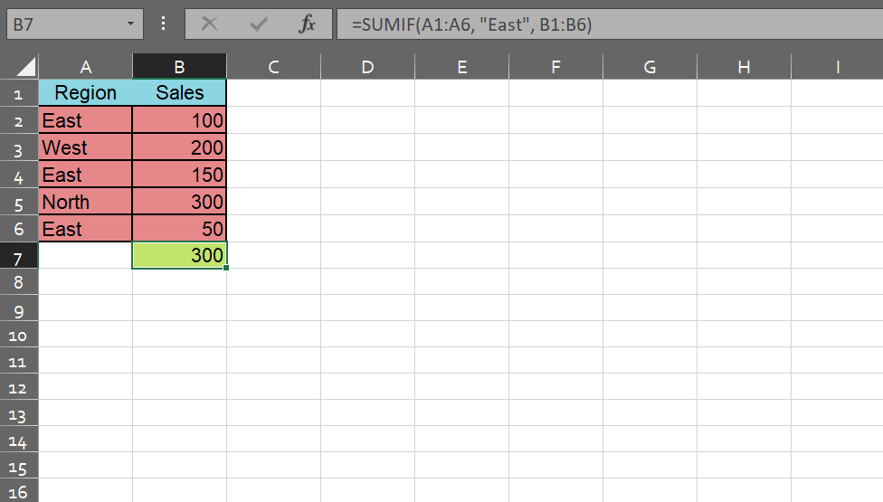 Use the SUMIF formula with variables to get an answer based on one criteria 