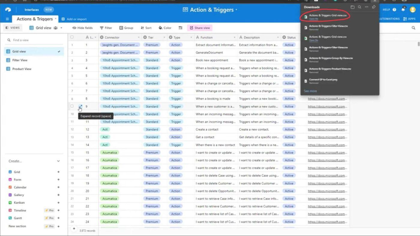 El archivo CSV se descargará en la ubicación predeterminada/a de su dispositivo.  