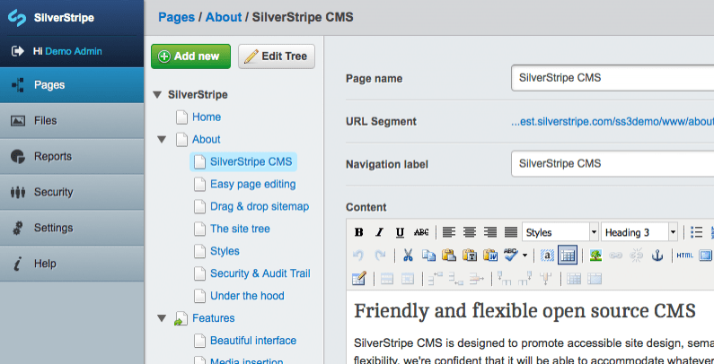 Silverstripe ist ein Inhaltsverwaltungssystem (CMS)