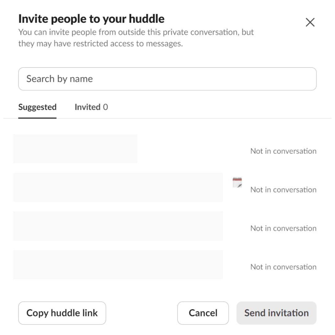 Inviting collaborators to a Slack huddle