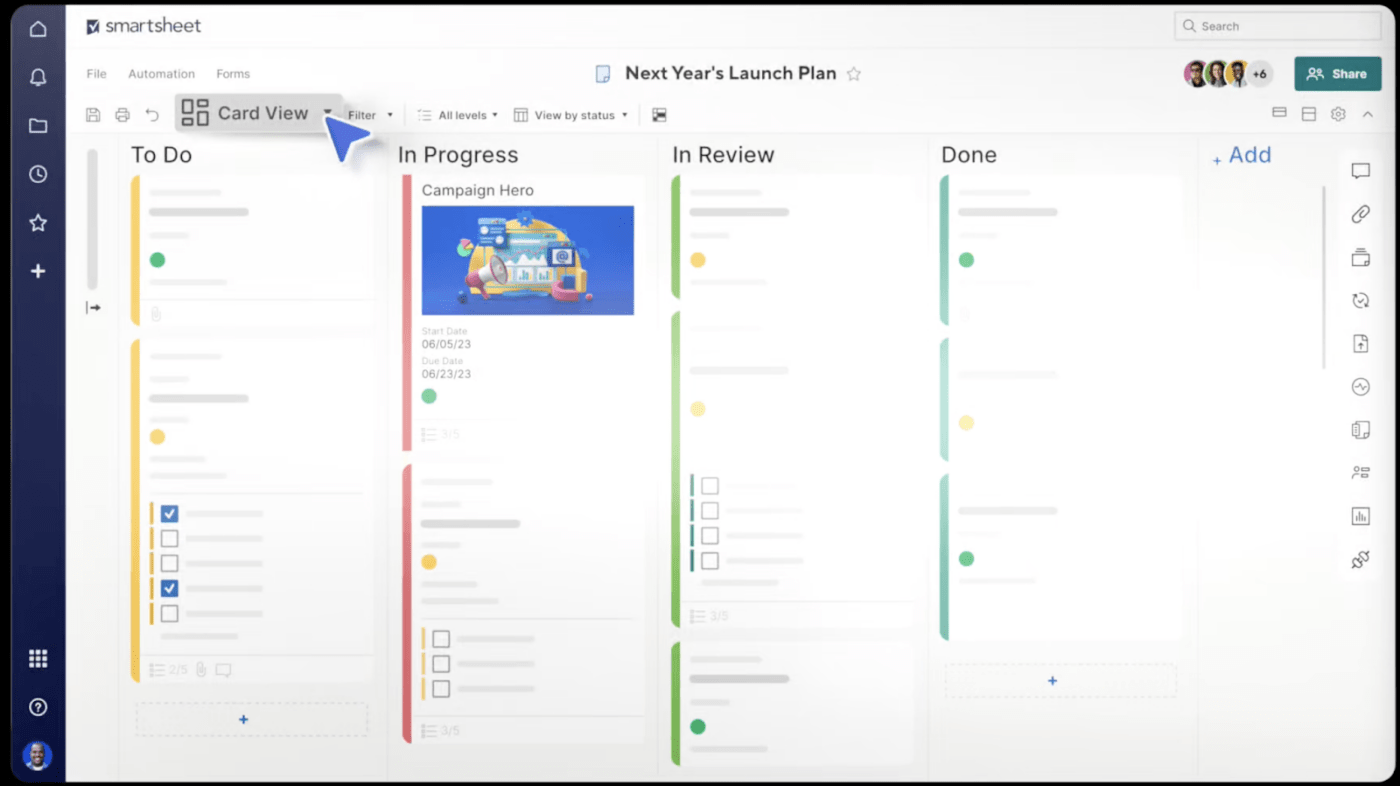 O Smartsheet permite o trabalho colaborativo em tarefas