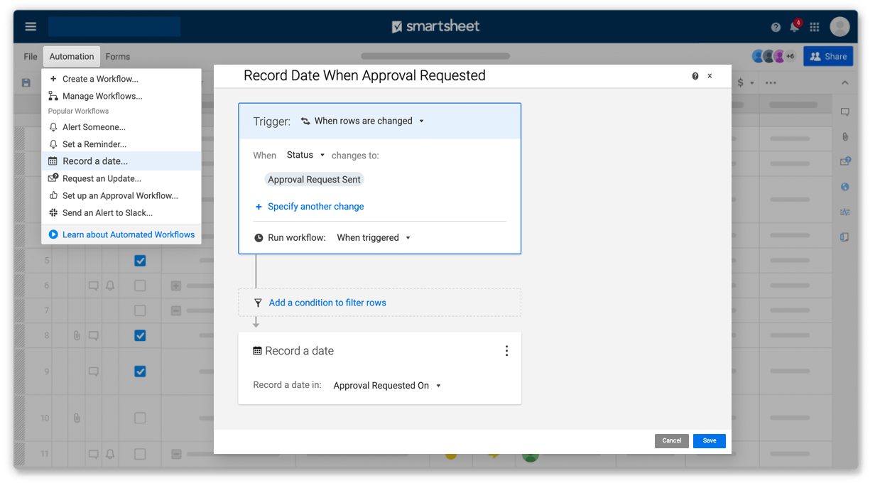 Smartsheet 대 Excel: Smartsheet의 자동화 워크플로우