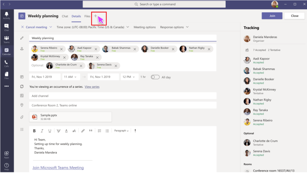 Pestañas microsoft teams funciones