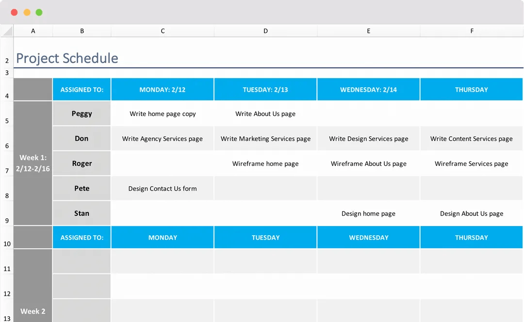 Excel Project Schedule Template by TeamGantt