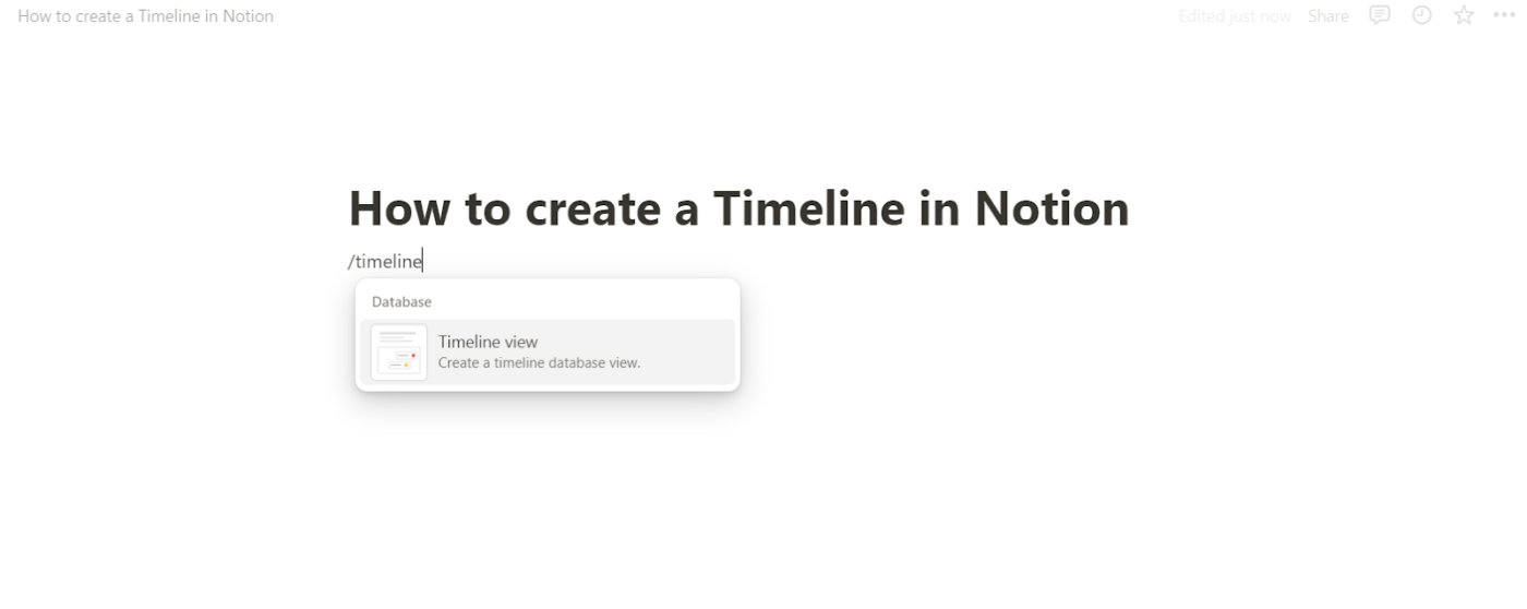 Creating and activating a timeline in Notion