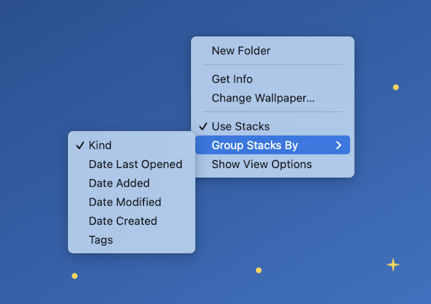 Use stacks to organize files automatically