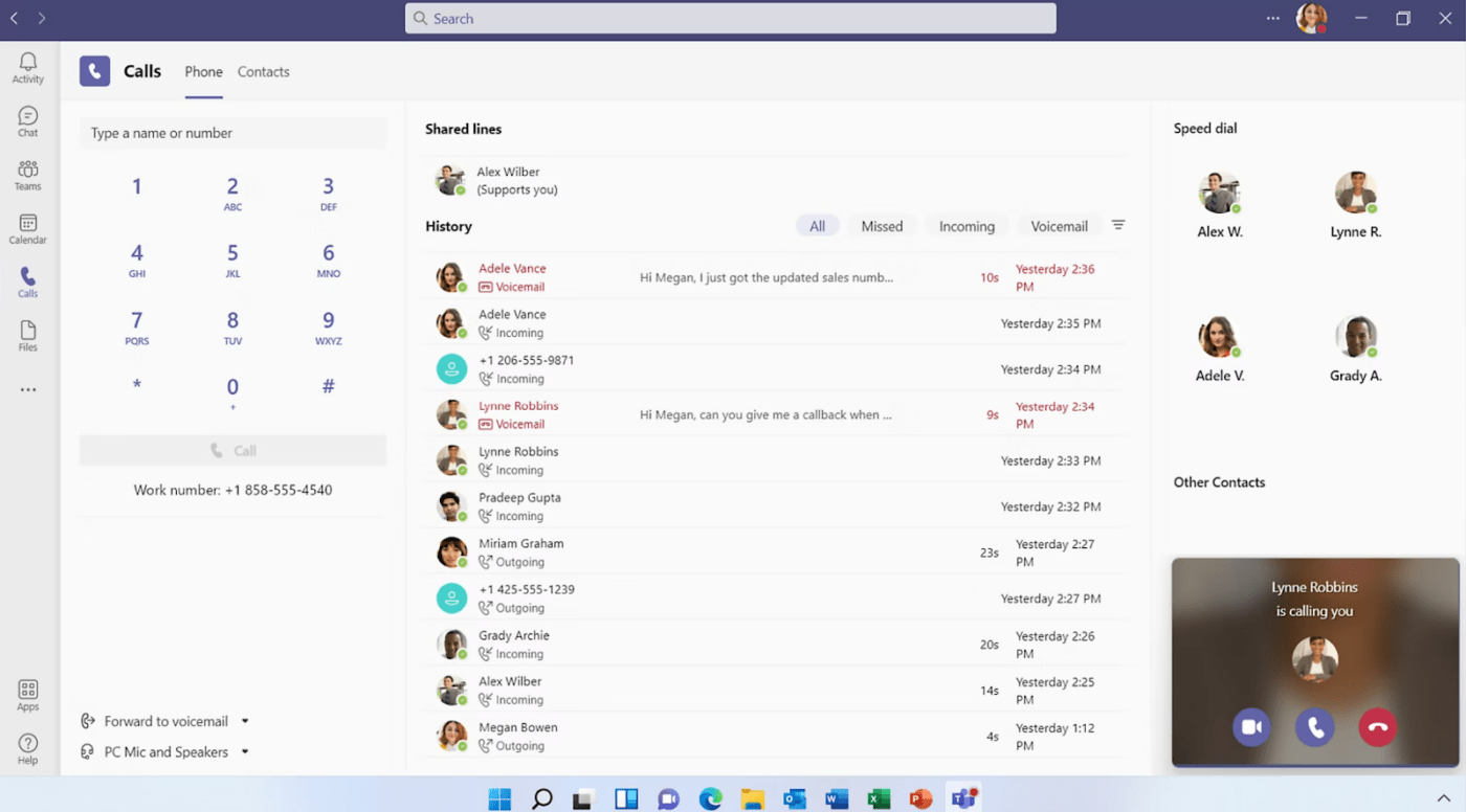 Videollamadas Función Microsoft Teams