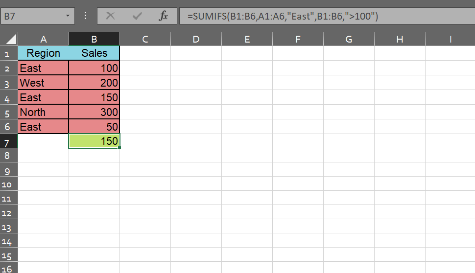 Use the SUMIFS formula to get an answer based on many criteria