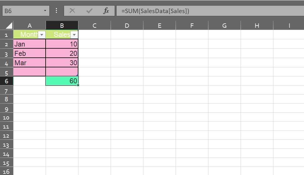 Use o nome oficial da tabela para se referir a ela em diferentes funções