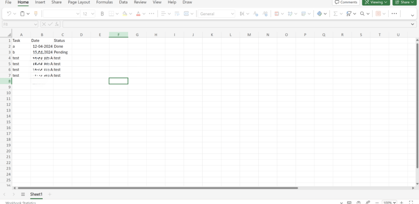 This is how your Excel should be updated with each Asana trigger