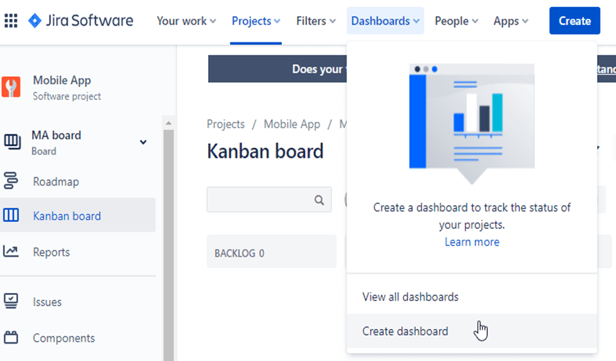 Impostazione della pagina di dashboard di Jira