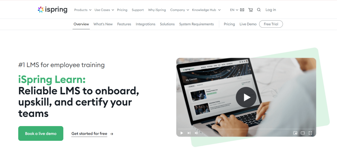 iSpring Learn para un rápido onboarding: Plataforma de integración de equipo de ventas