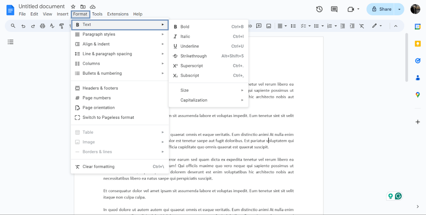 How to format text in Google Docs