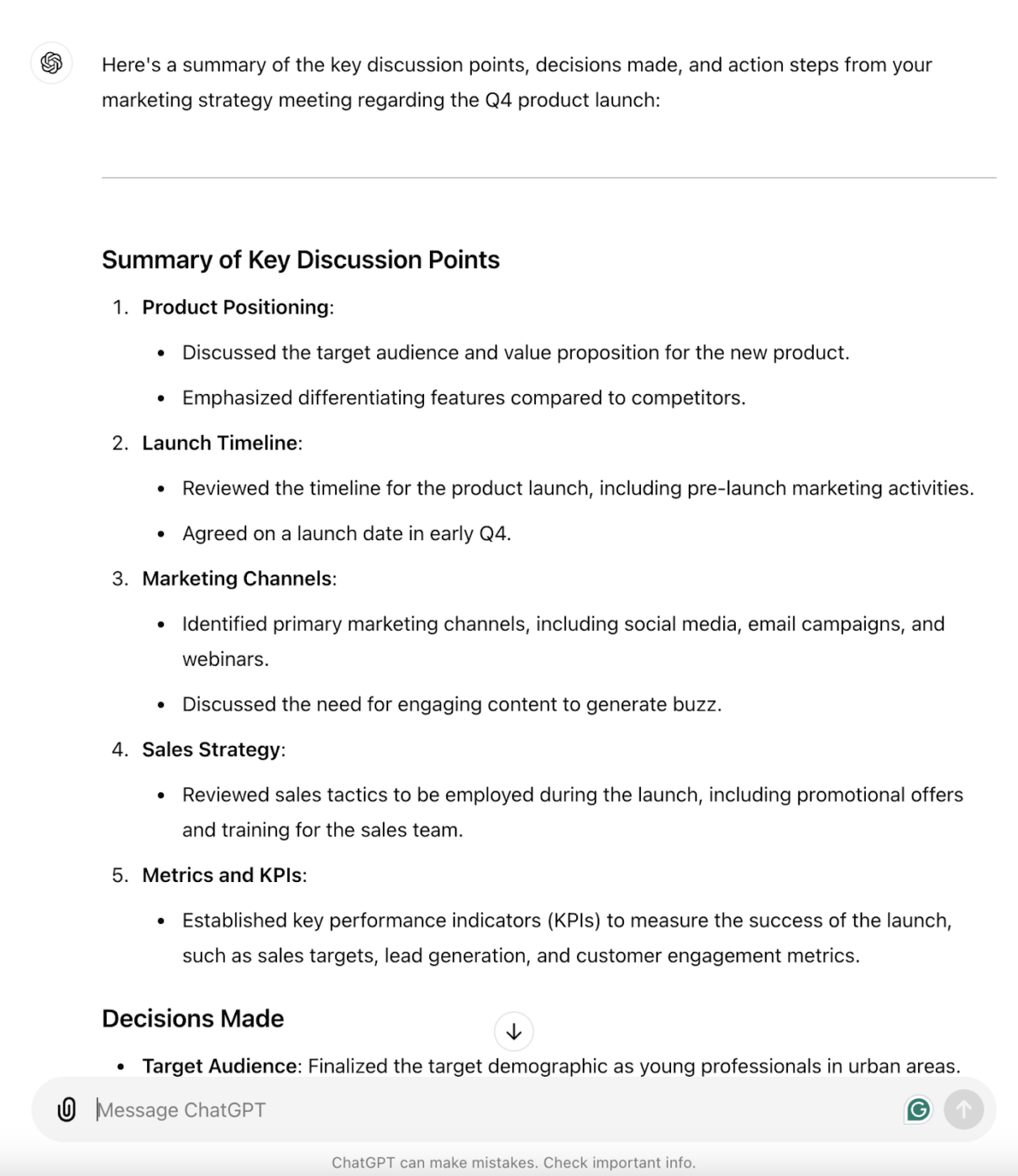 Comment utiliser chatgpt 4o au travail - Automatisation des notes de réunion et des éléments d'action