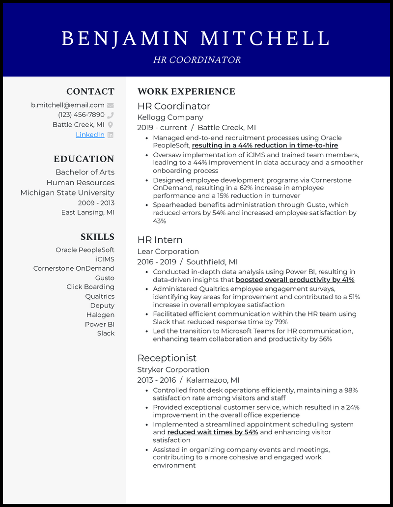 HR coordinator resume