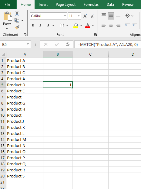 Correspondência de posições de dados exatos \[MATCH\]