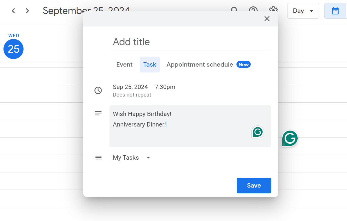 Cómo añadir tareas a Google Calendar: Crear tarea en Google Calendar