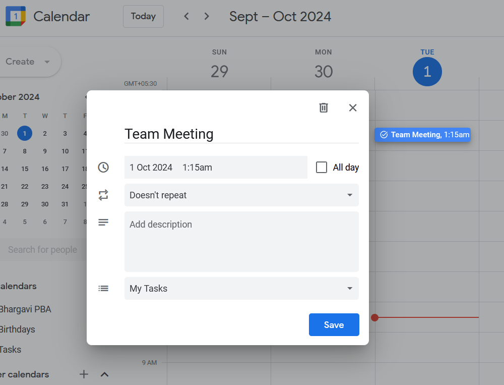 Cómo añadir tareas a Google Calendar: Reprogramar tareas