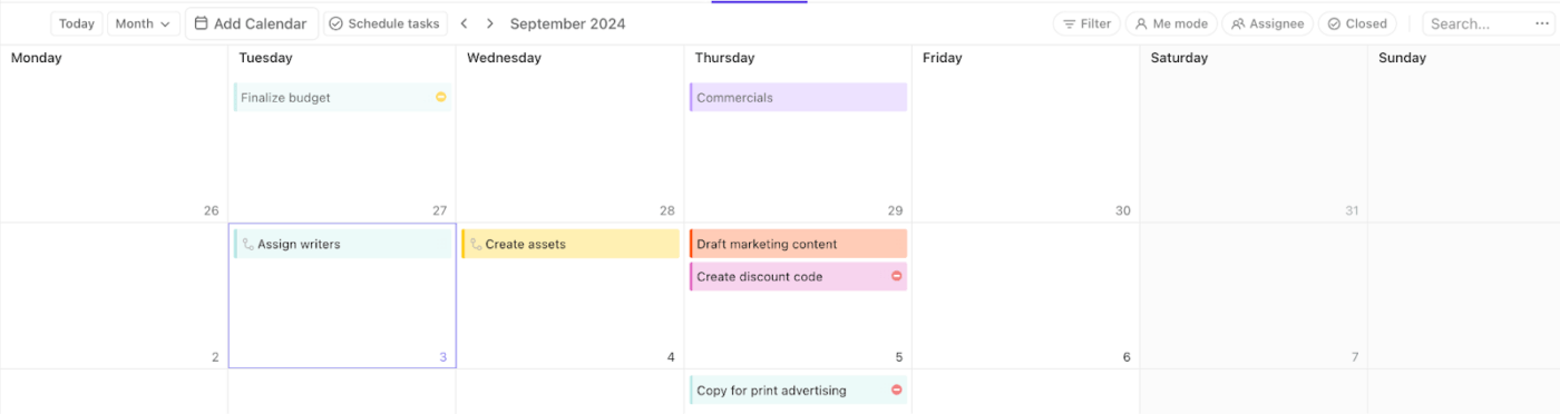 Schedule tasks button